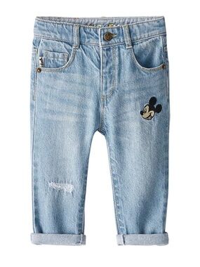 Zara Light Blue Denim Jeans with Mickey Patch